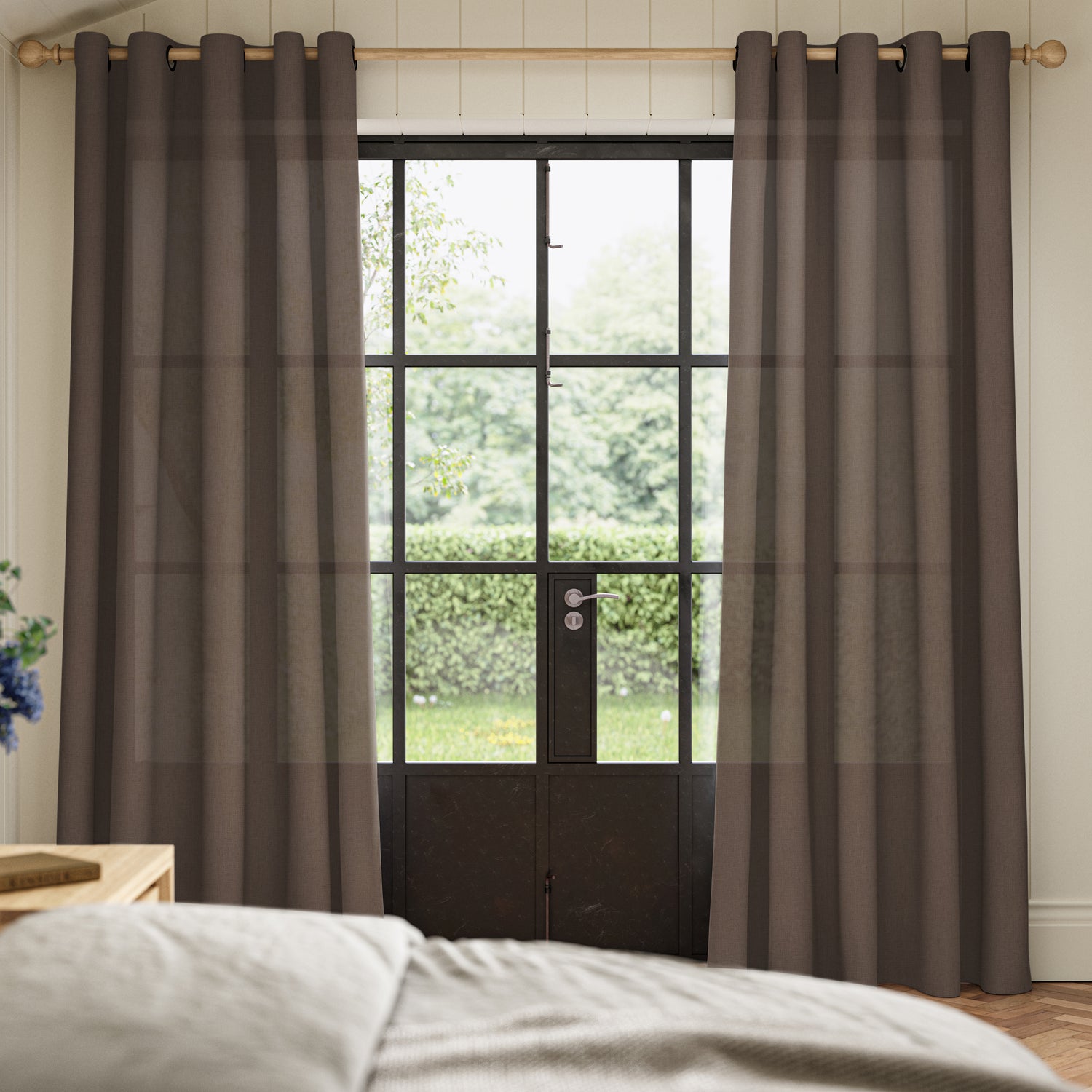 ANTE DECOR Celest NO JOINS Sheer Made To Measure Roman Blind Toffee