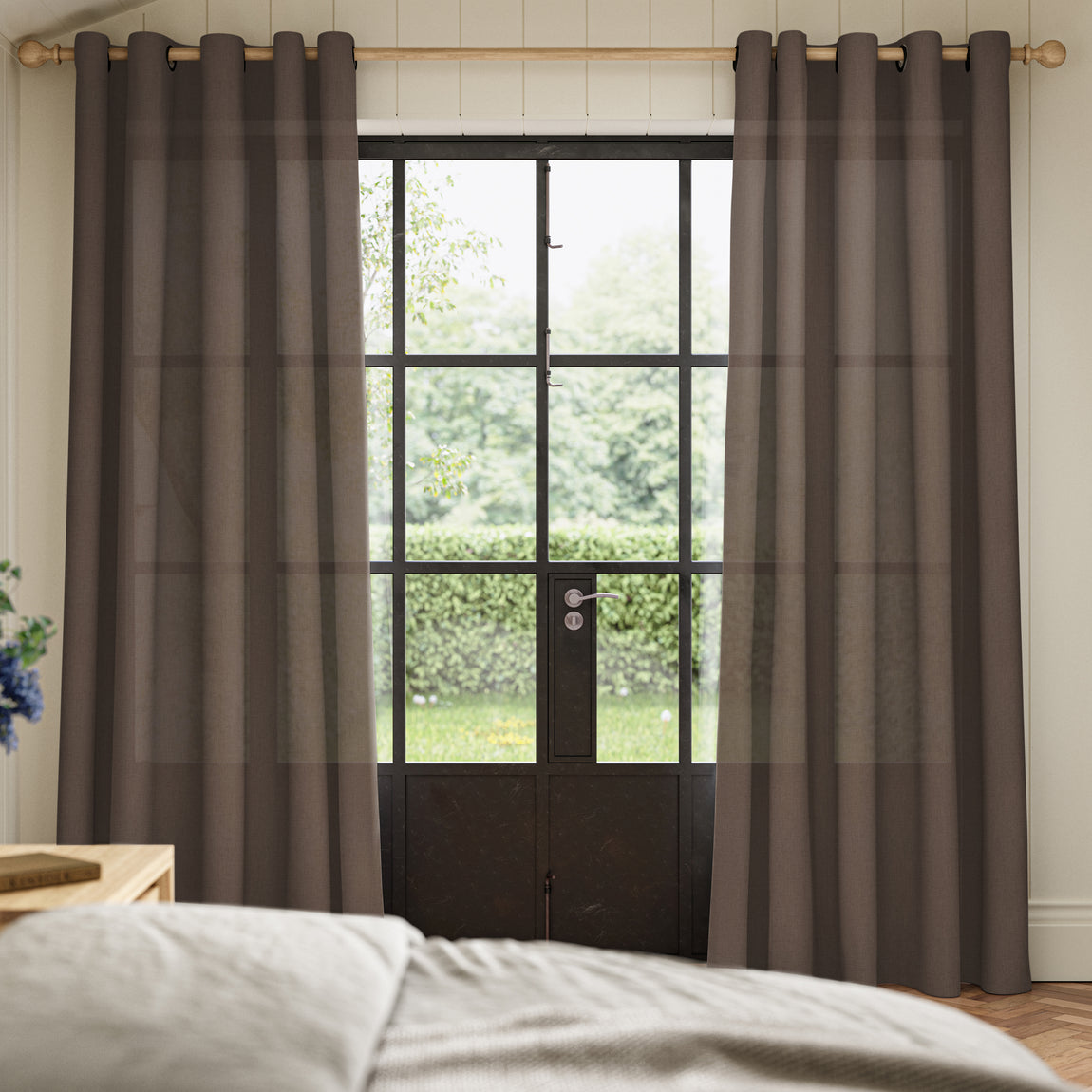 ANTE DECOR Celest NO JOINS Sheer Made To Measure Roman Blind Toffee