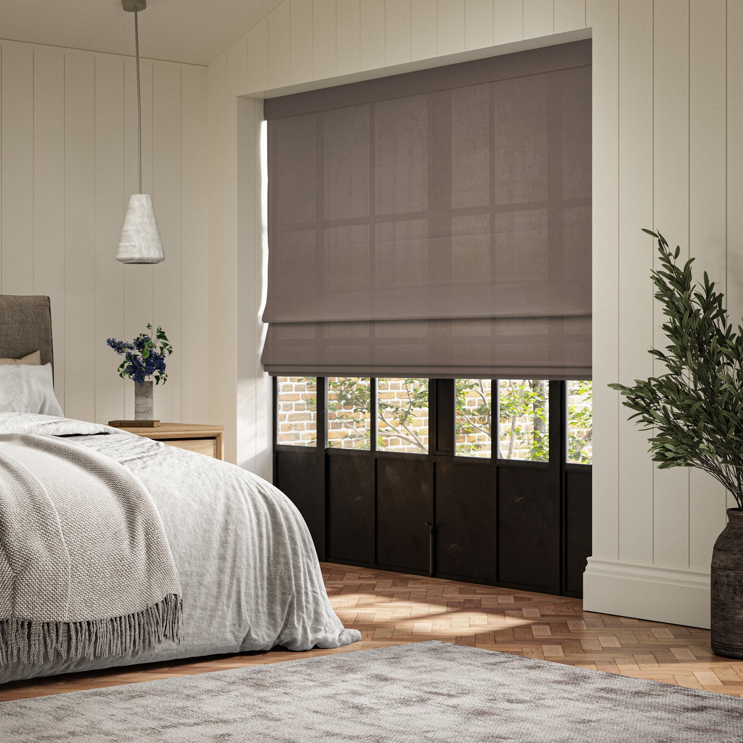 ANTE DECOR Celest NO JOINS Sheer Made To Measure Roman Blind Toffee