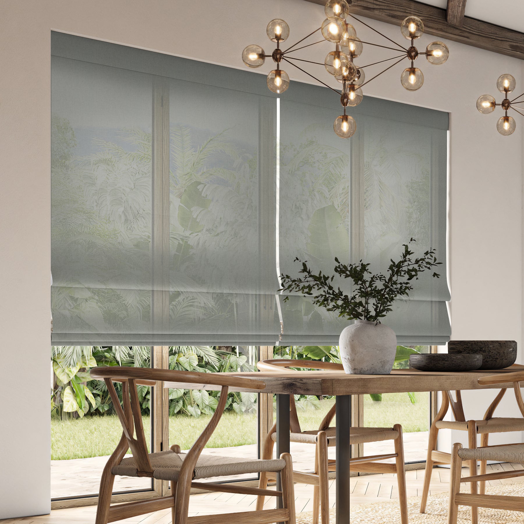 ANTE DECOR Celest NO JOINS Sheer Made To Measure Roman Blind Platinum