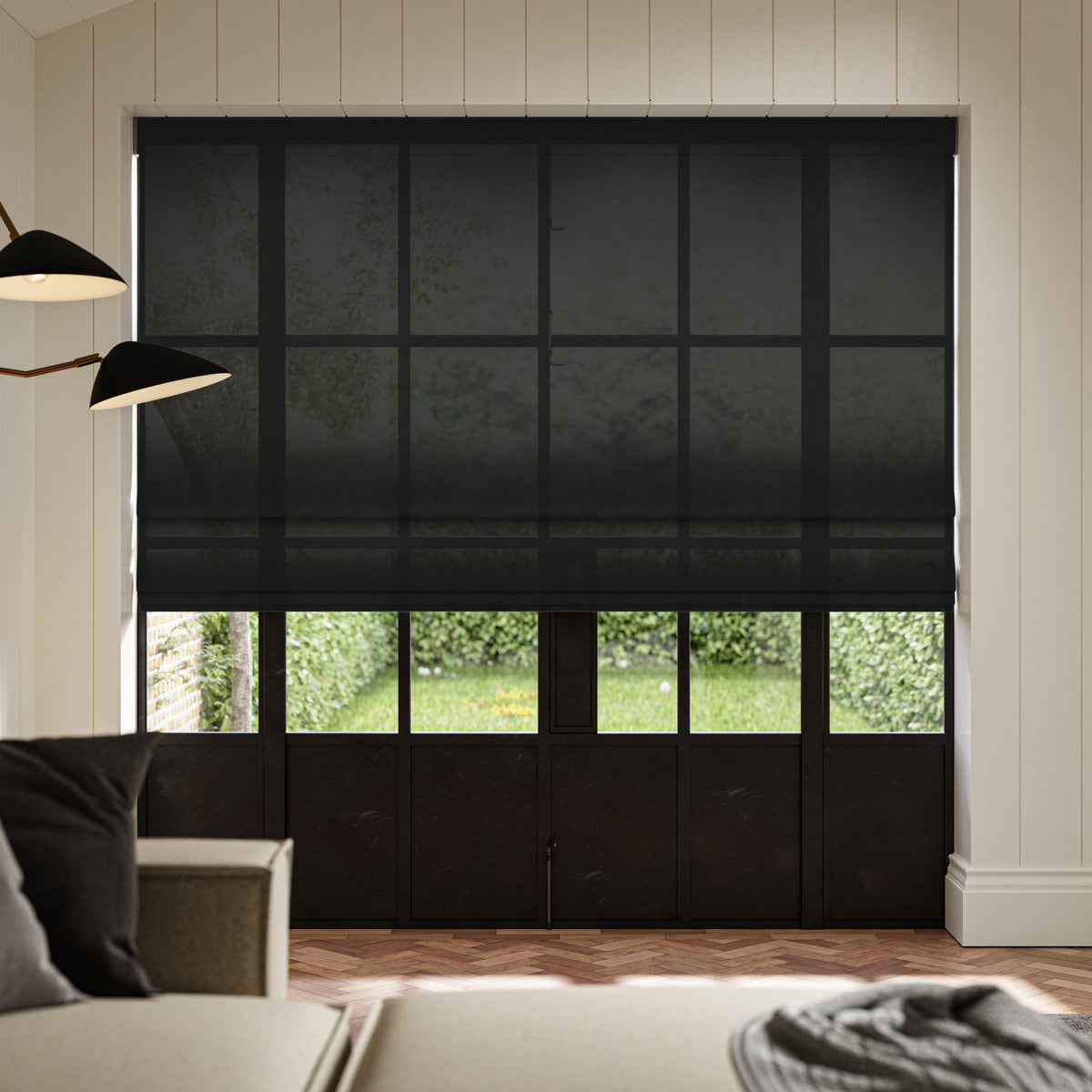 ANTE DECOR Celest NO JOINS Sheer Made To Measure Roman Blind Onyx