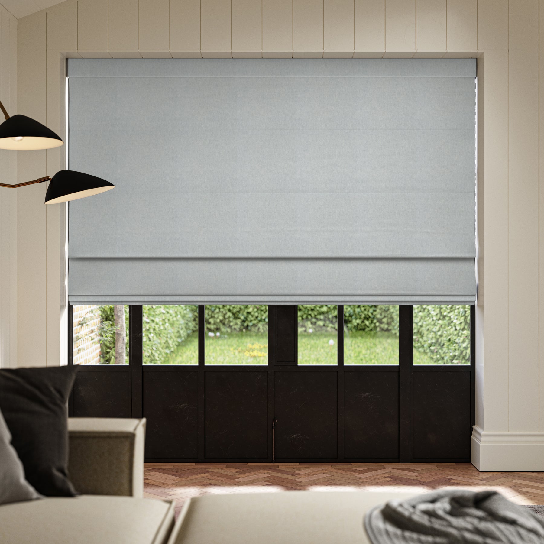 ANTE DECOR Lusso NO JOINS Blackout Made To Measure Roman Blind Sky