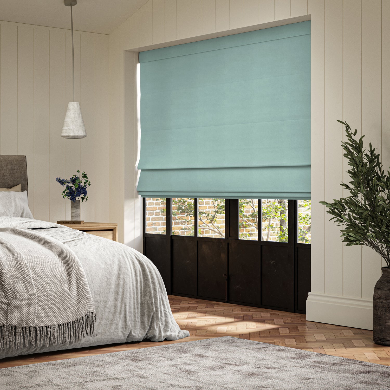 ANTE DECOR Lusso NO JOINS Blackout Made To Measure Roman Blind Duckegg