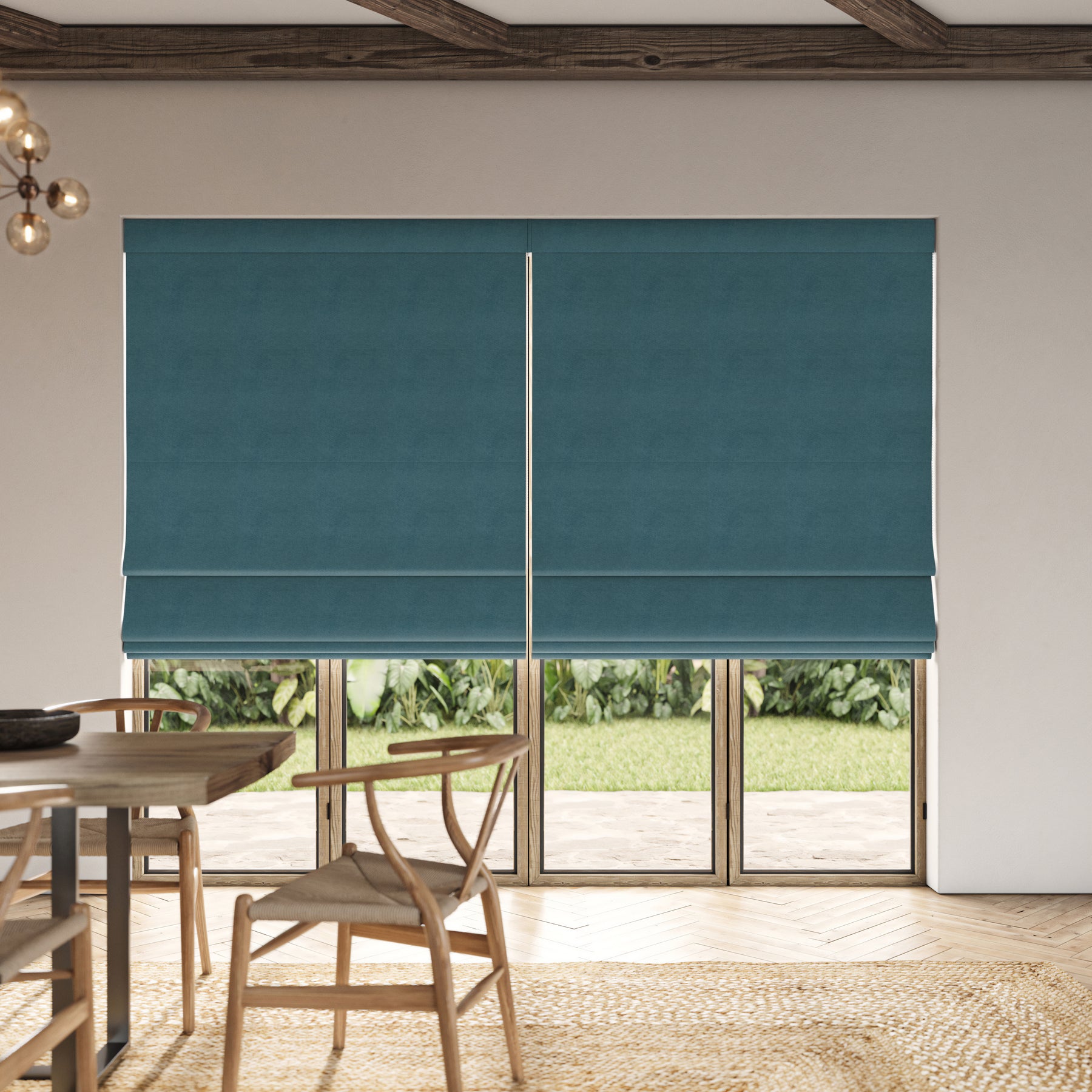 ANTE DECOR Lusso NO JOINS Blackout Made To Measure Roman Blind Ocean