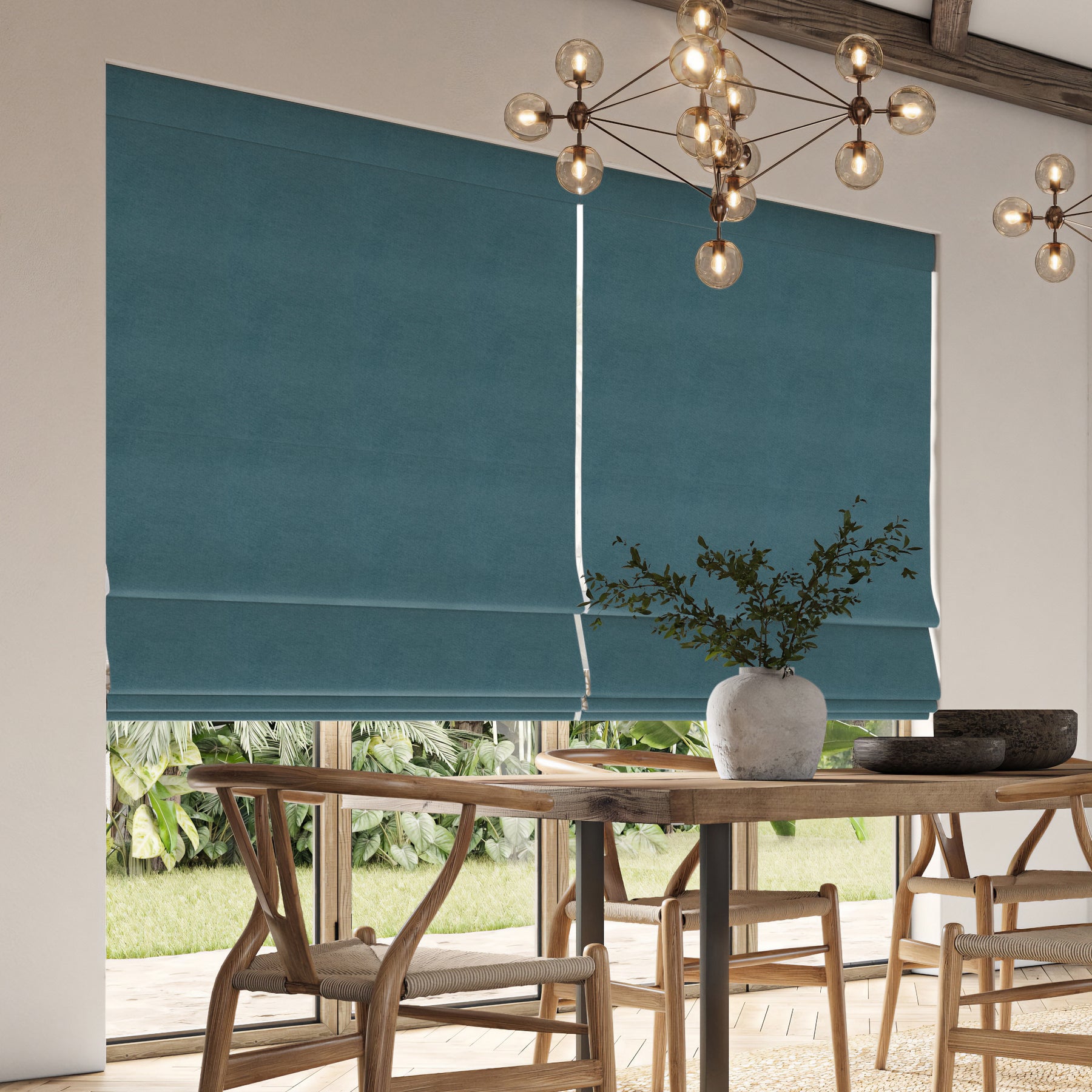 ANTE DECOR Lusso NO JOINS Blackout Made To Measure Roman Blind Ocean