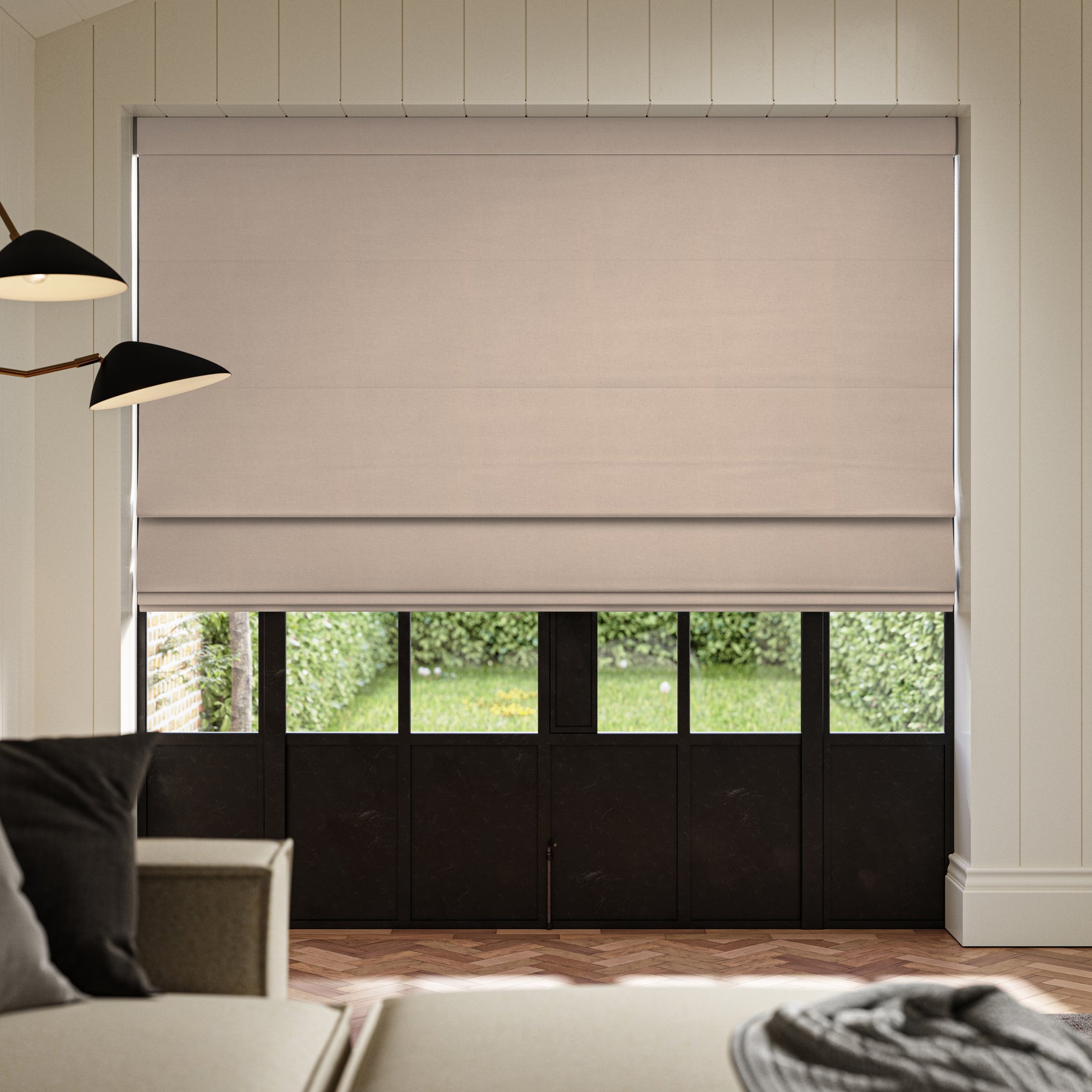 ANTE DECOR Lusso NO JOINS Blackout Made To Measure Roman Blind Beige