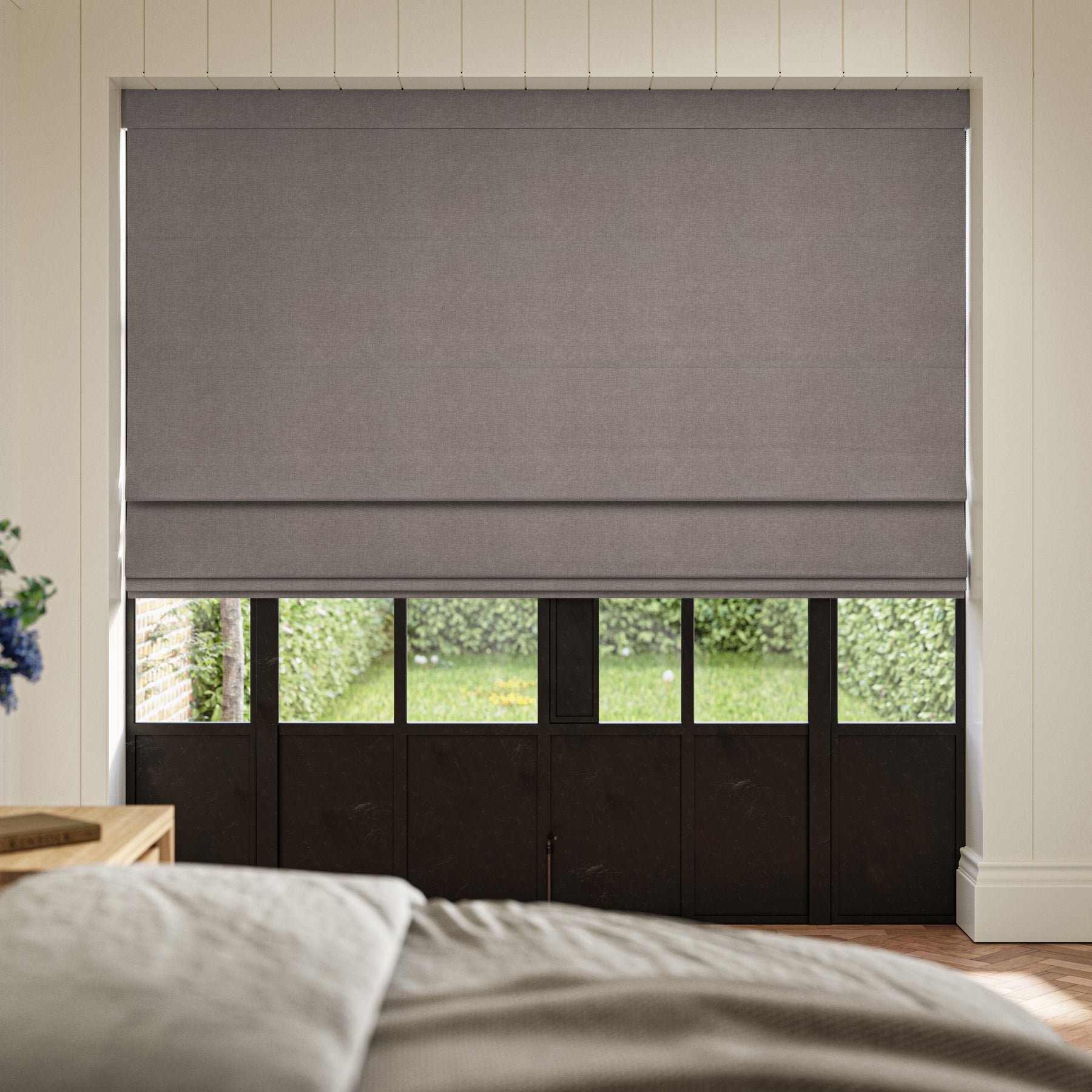 ANTE DECOR Lusso NO JOINS Blackout Made To Measure Roman Blind Charcoal