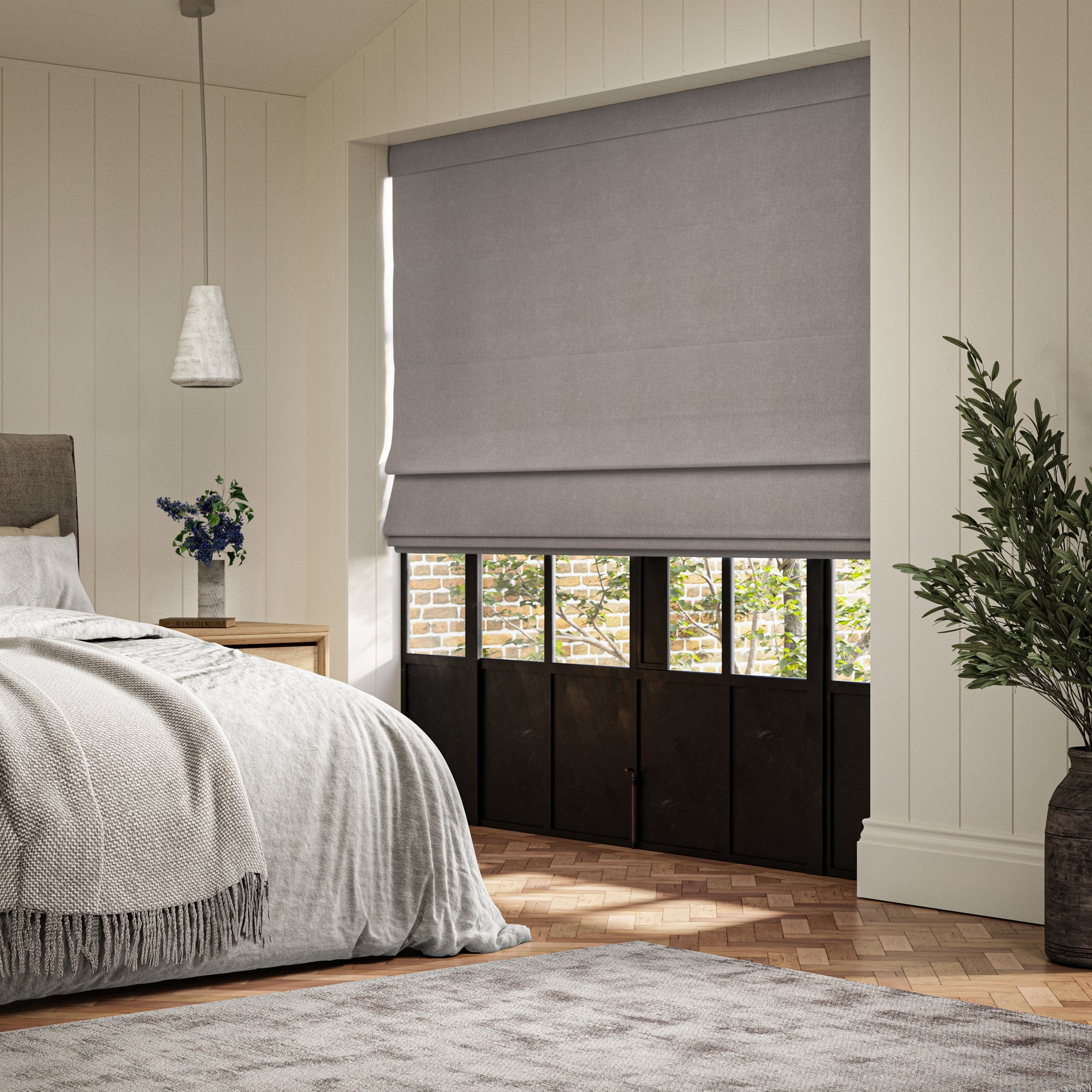 ANTE DECOR Lusso NO JOINS Blackout Made To Measure Roman Blind Charcoal
