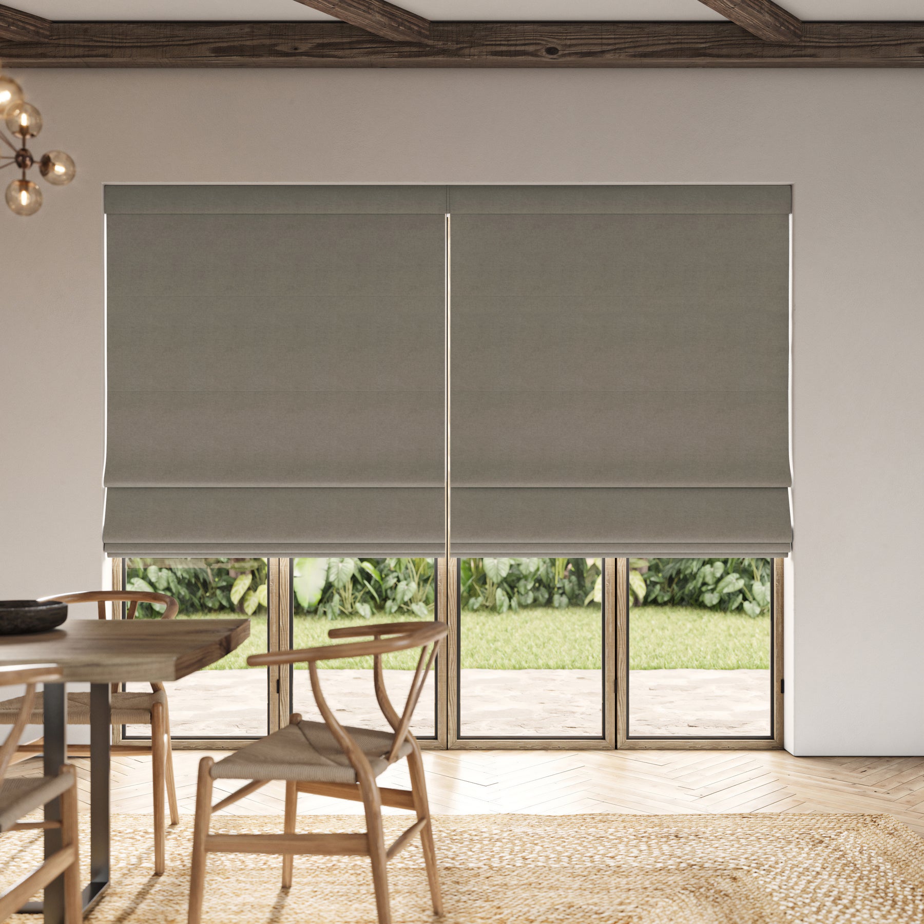 ANTE DECOR Lusso NO JOINS Blackout Made To Measure Roman Blind Parchment