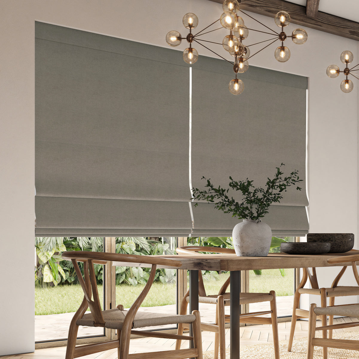 ANTE DECOR Lusso NO JOINS Blackout Made To Measure Roman Blind Parchment