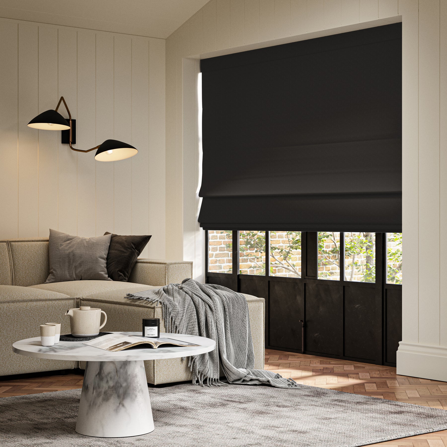 ANTE DECOR Lusso NO JOINS Blackout Made To Measure Roman Blind Night