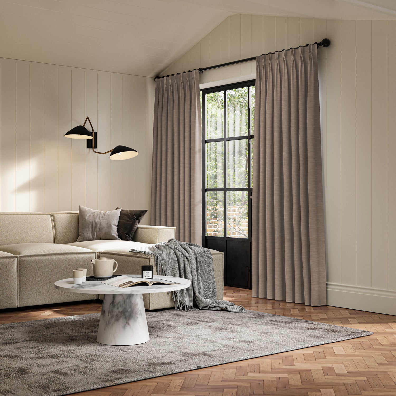 ANTE DECOR Concordia NO JOINS Blackout Made To Measure Curtains Oatmeal