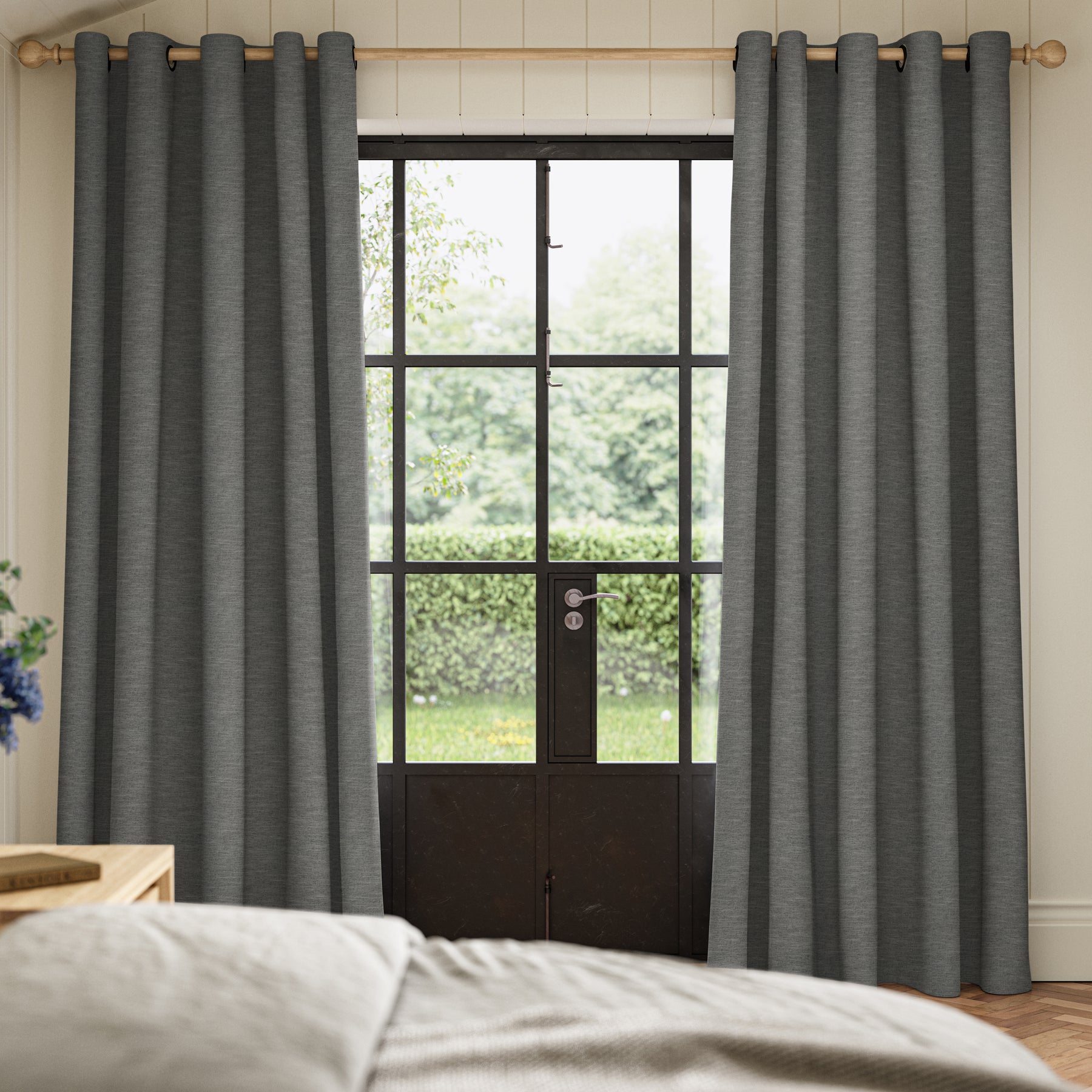 ANTE DECOR Concordia NO JOINS Blackout Made To Measure Roman Blind Graphite