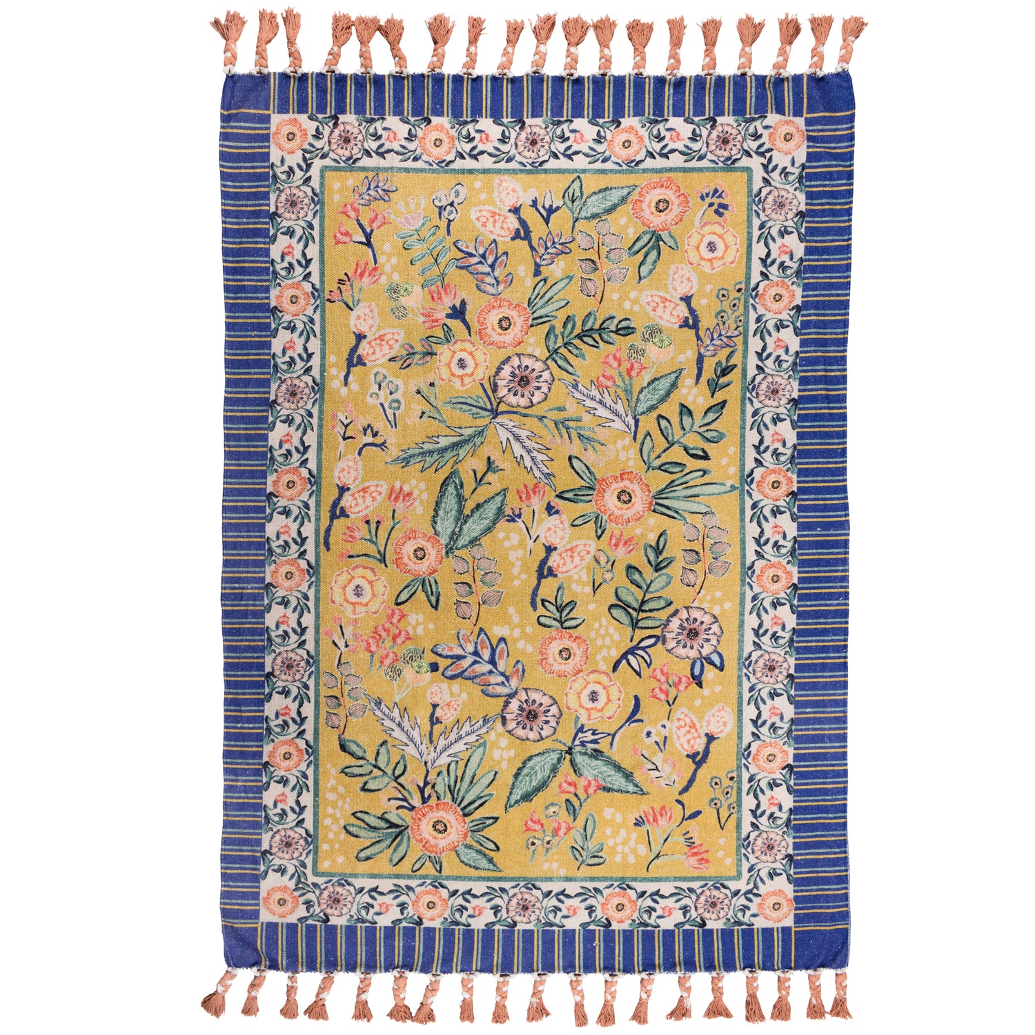 Rosa Floral Cotton Rug Multi Blue