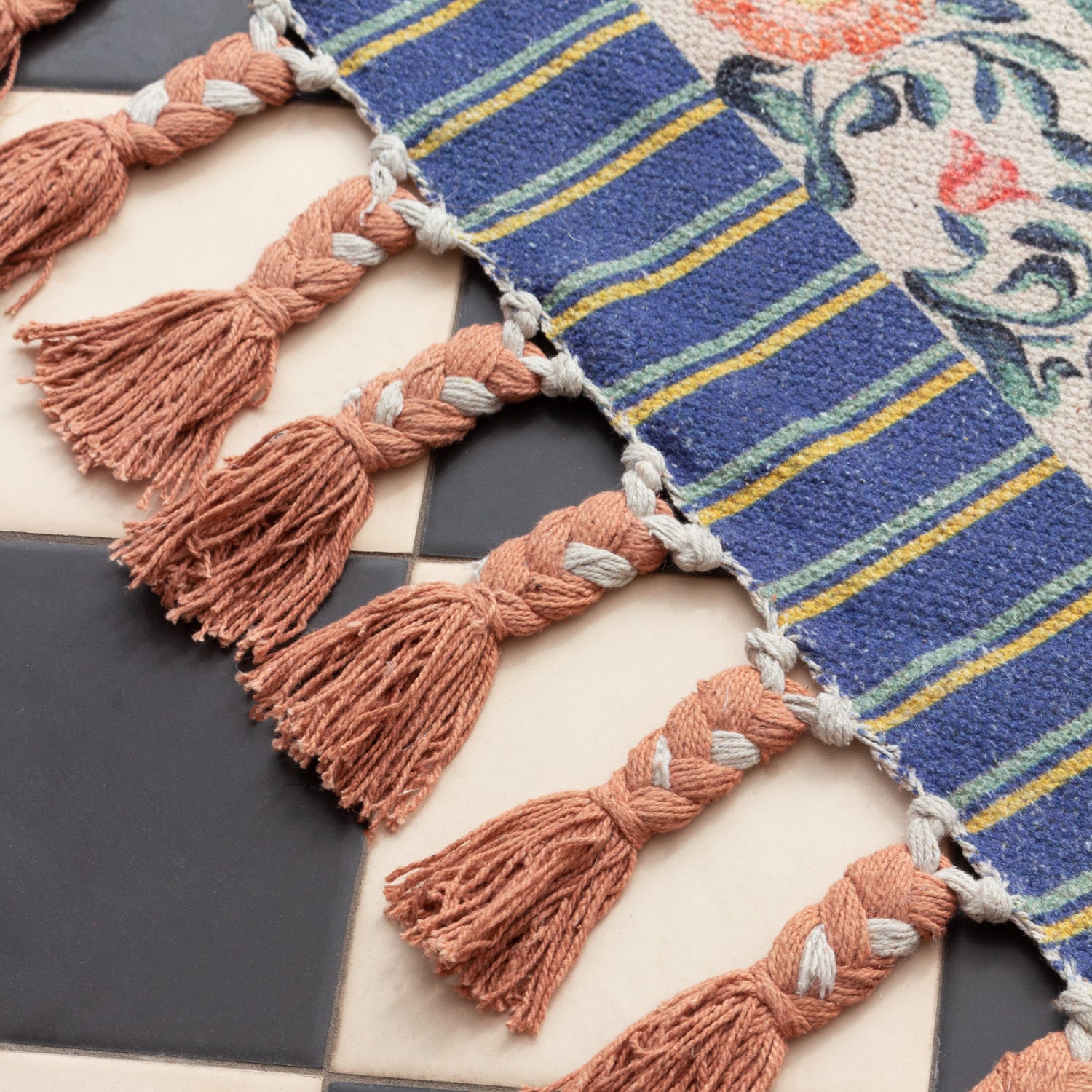 Rosa Floral Cotton Rug Multi Blue