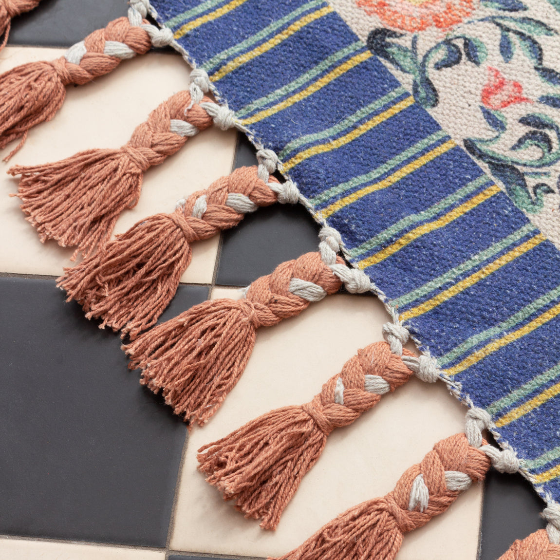 Rosa Floral Cotton Rug Multi Blue