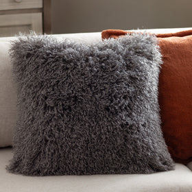 Furn Rowan Faux Fur 50cm x 50cm Filled Cushion Grey