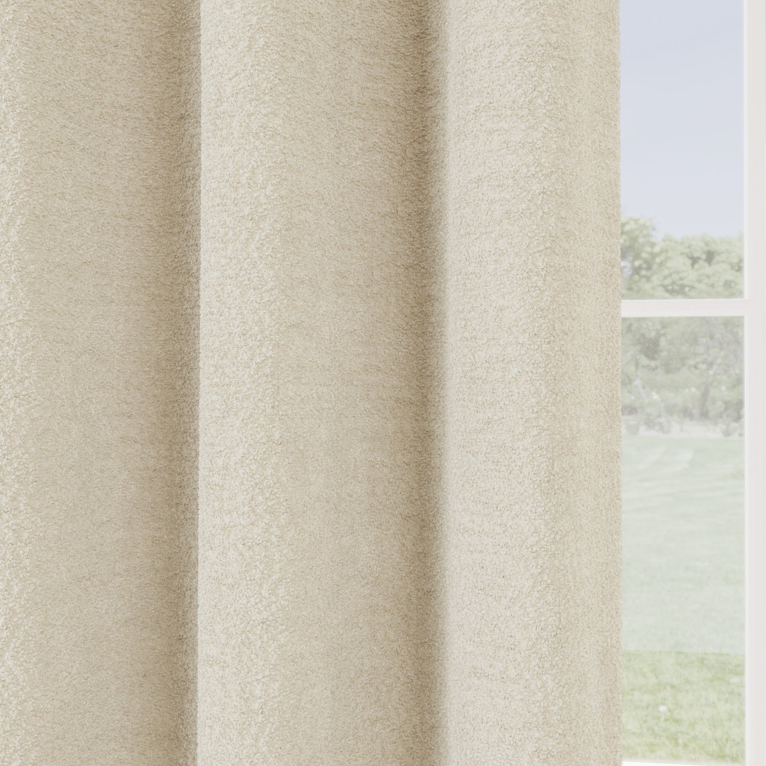 Royale Boucle 66 x 84 Thermal Ready Made Eyelet Door Curtain Cream