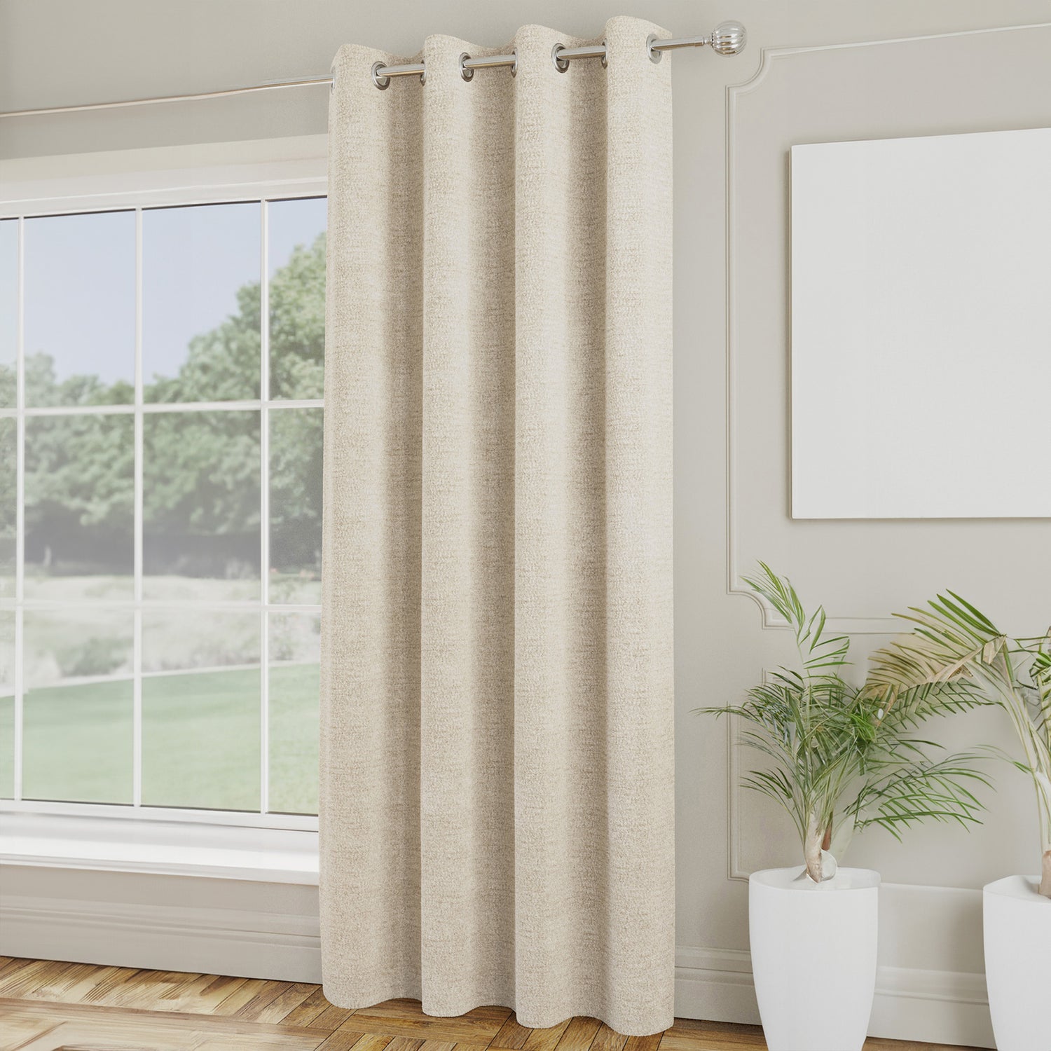 Royale Boucle 66 x 84 Thermal Ready Made Eyelet Door Curtain Cream