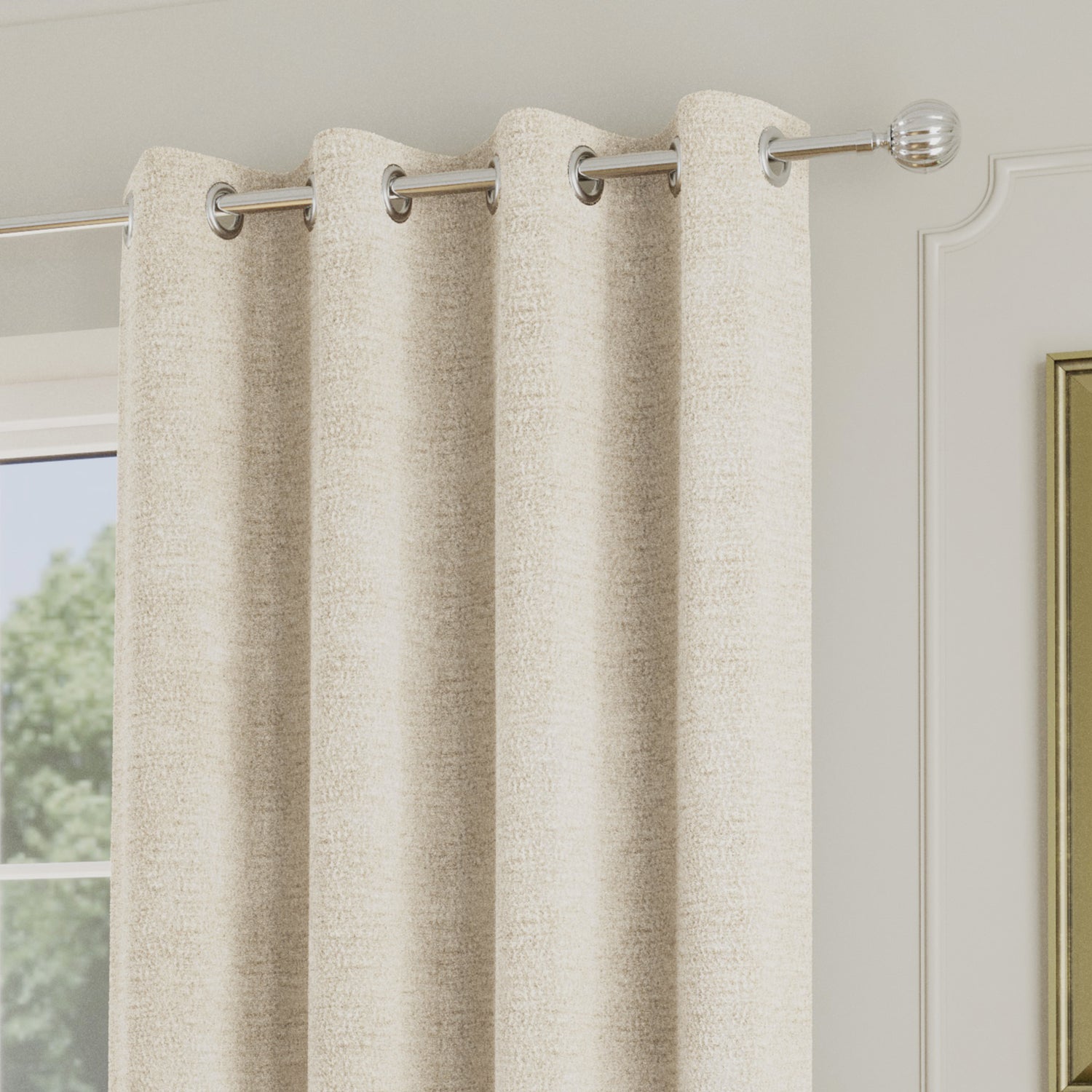 Royale Boucle 66 x 84 Thermal Ready Made Eyelet Door Curtain Cream
