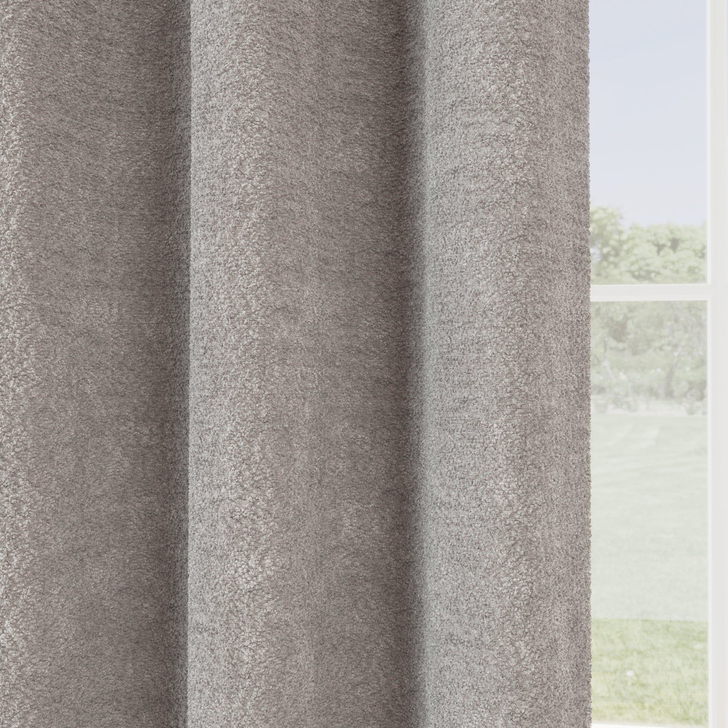 Royale Boucle Thermal Ready Made Eyelet Curtains Silver