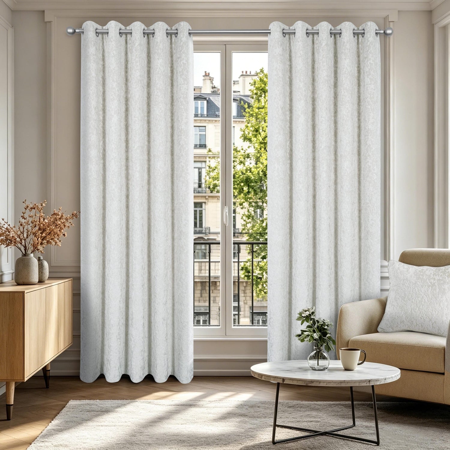 Sundour Richmond Ready Made Eyelet Curtains Pearl