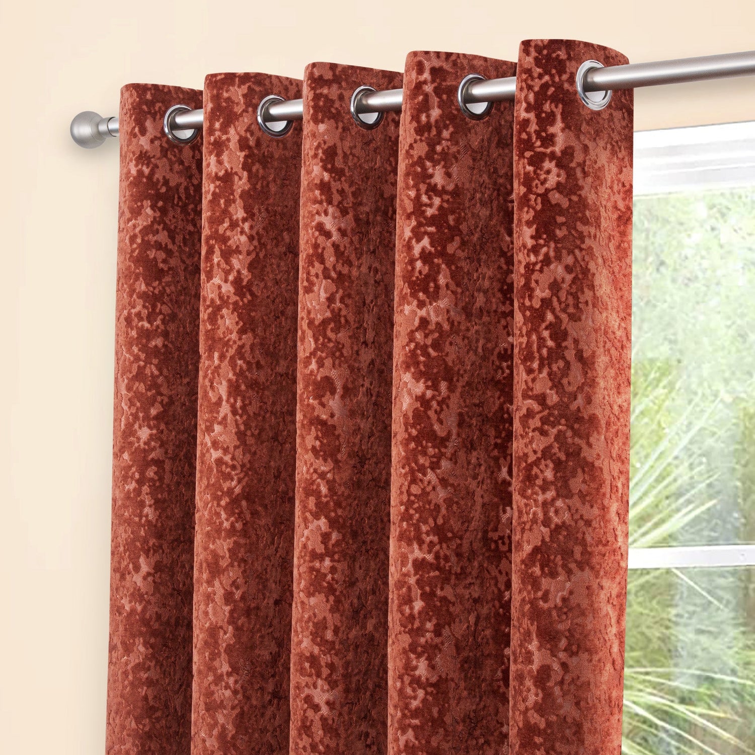 Sundour Richmond Ready Made Eyelet Curtains Terracotta
