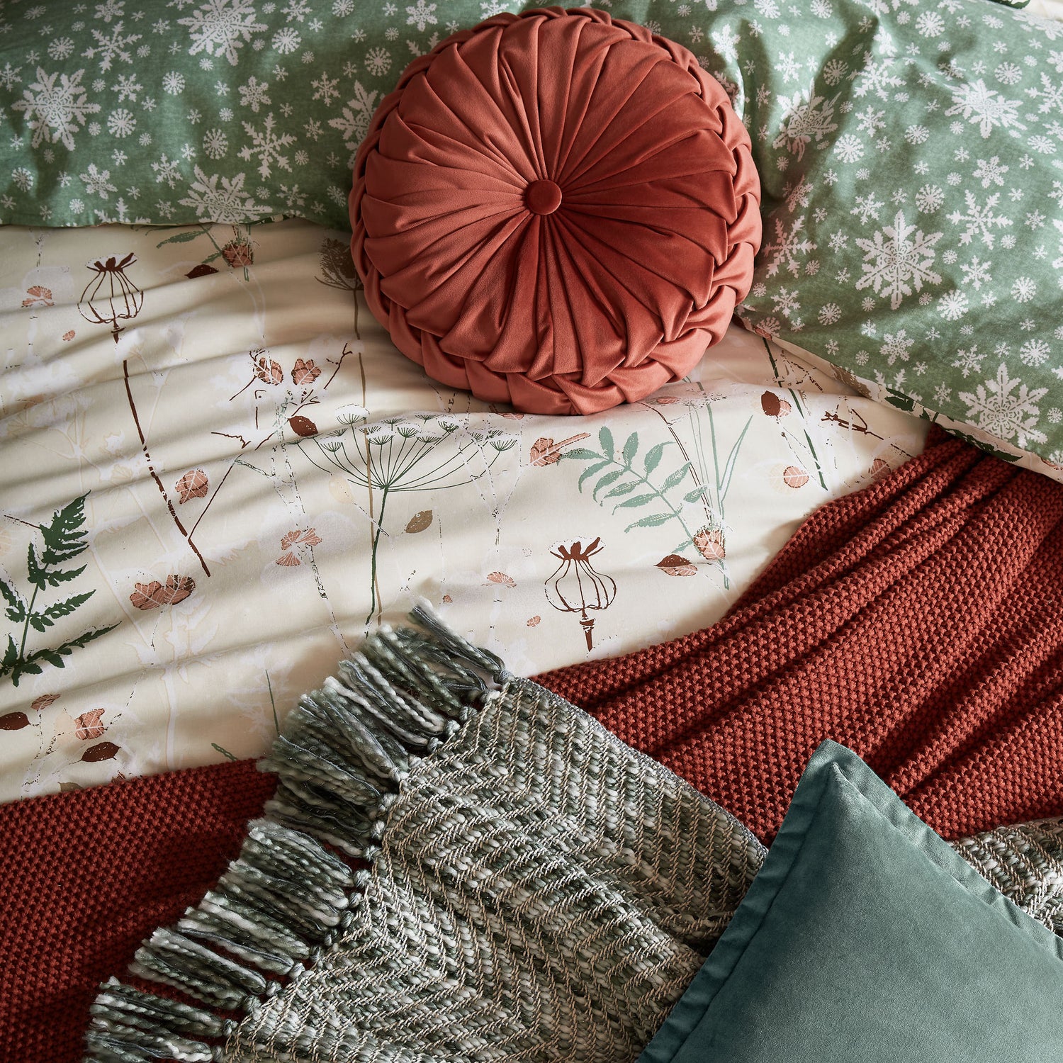 Laura Ashley Rosanna 35cm x 14cm Round Filled Cushion Terracotta