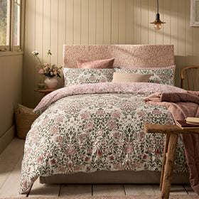 William Morris At Home Rose Brick Duvet Cover Bedding Set Pink Sage