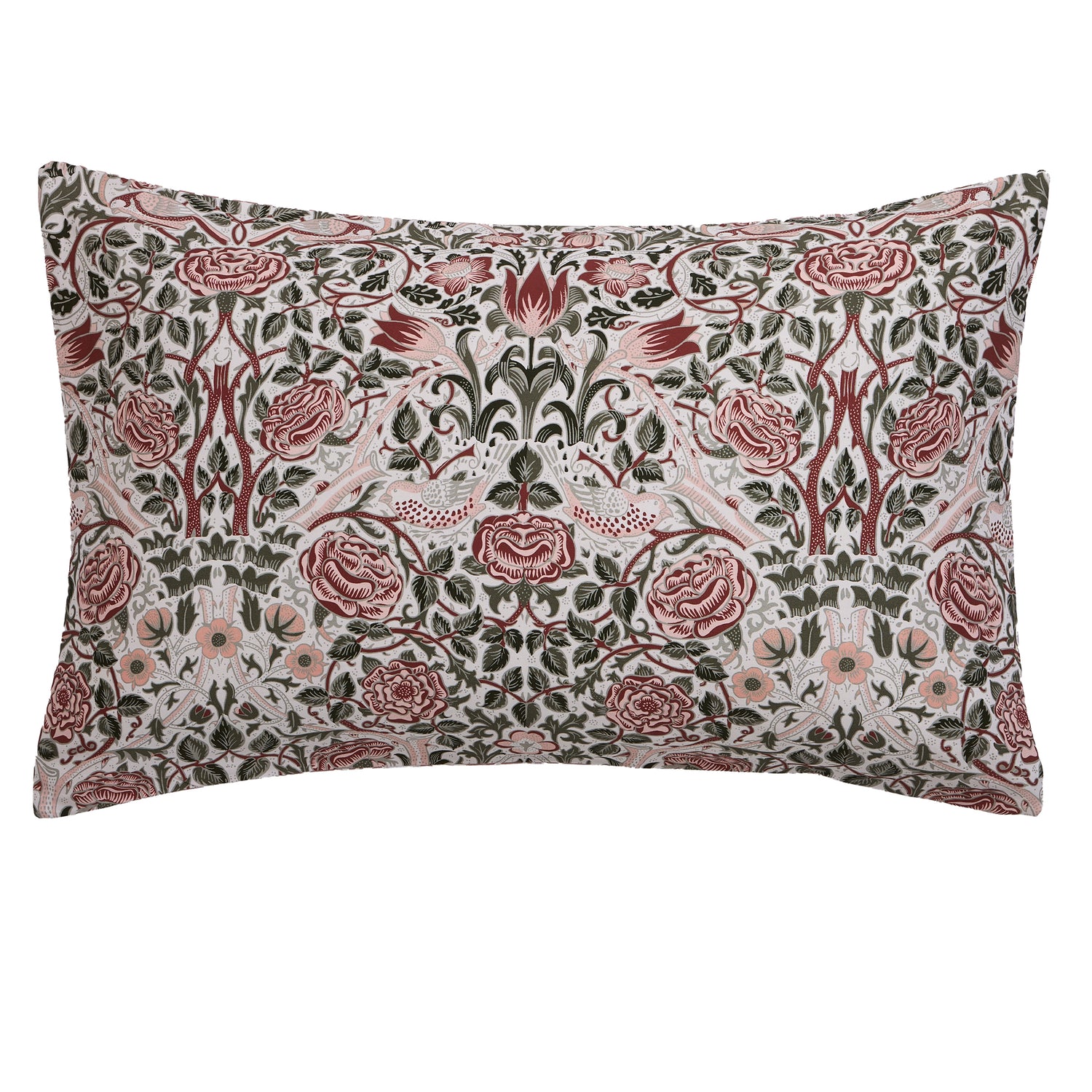 William Morris At Home Rose Brick Pillowcase Housewife Pink Sage