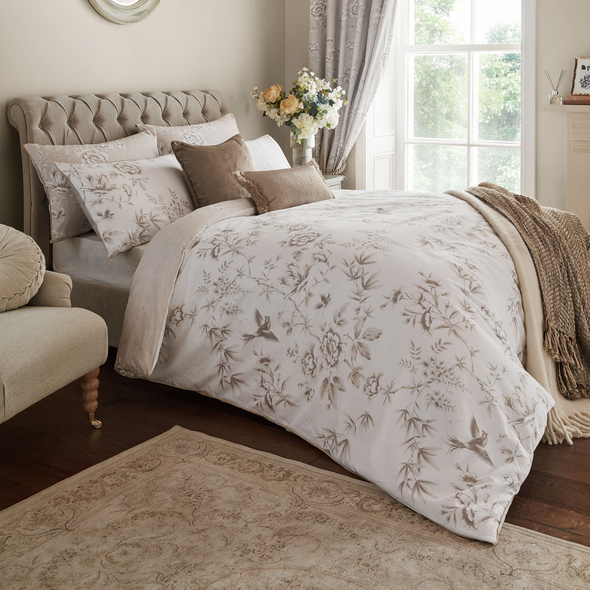 Laura Ashley Rowsham Garden Pillowcase Housewife Natural