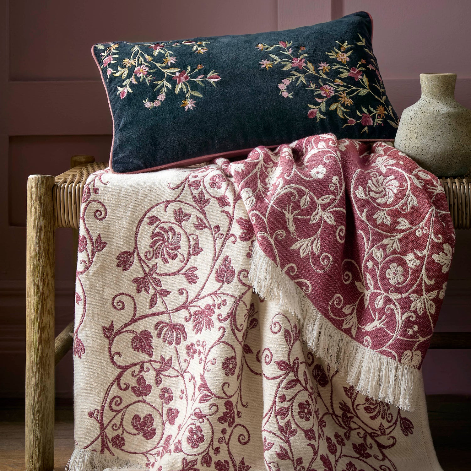 Historic Royal Palaces Royal Court Embroidery 30cm x 50cm Filled Cushion Multi