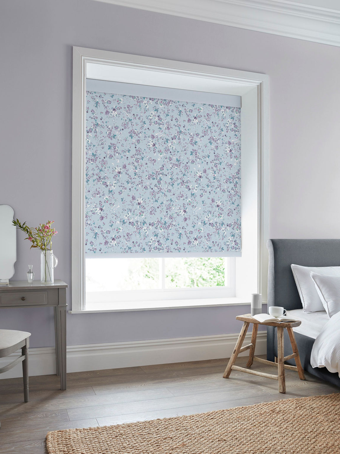 Laura Ashley Blossoms Made to Measure Blackout Roller Blind Blue