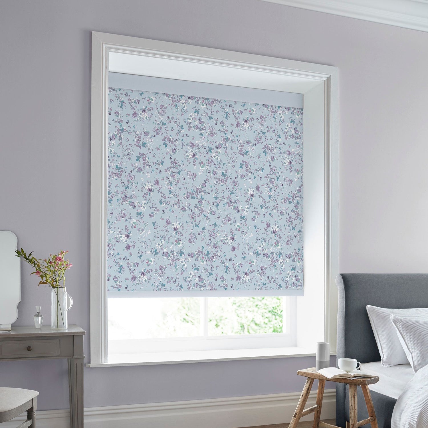 Laura Ashley Blossoms Translucent Made to Measure Roller Blind Blue