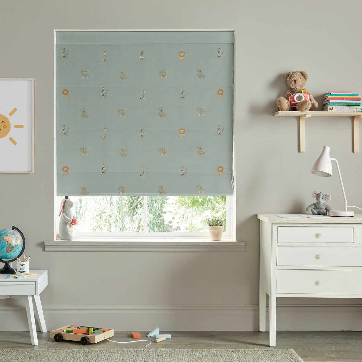 Sophie Allport Bears Made To Measure Curtains Sage Green