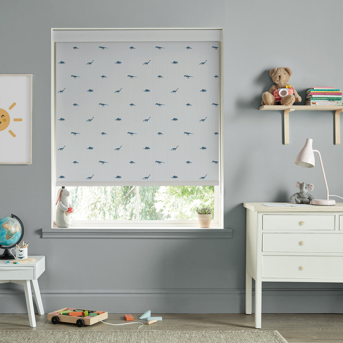 Sophie Allport Dinosaur Blackout Made To Measure Roller Blind Navy