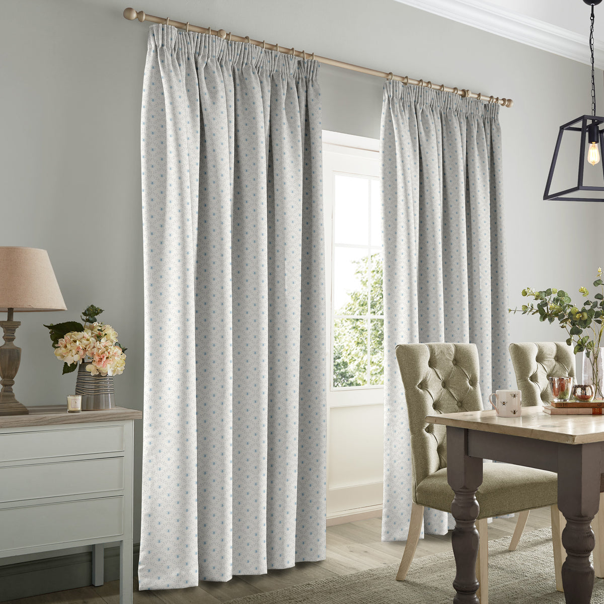 Sophie Allport Bees And Leaves Made To Measure Curtains White