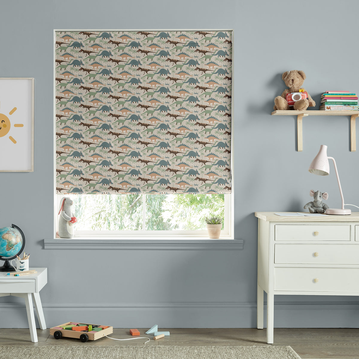 Sophie Allport Dinosaur Camouflage Made To Measure Roman Blind Khaki