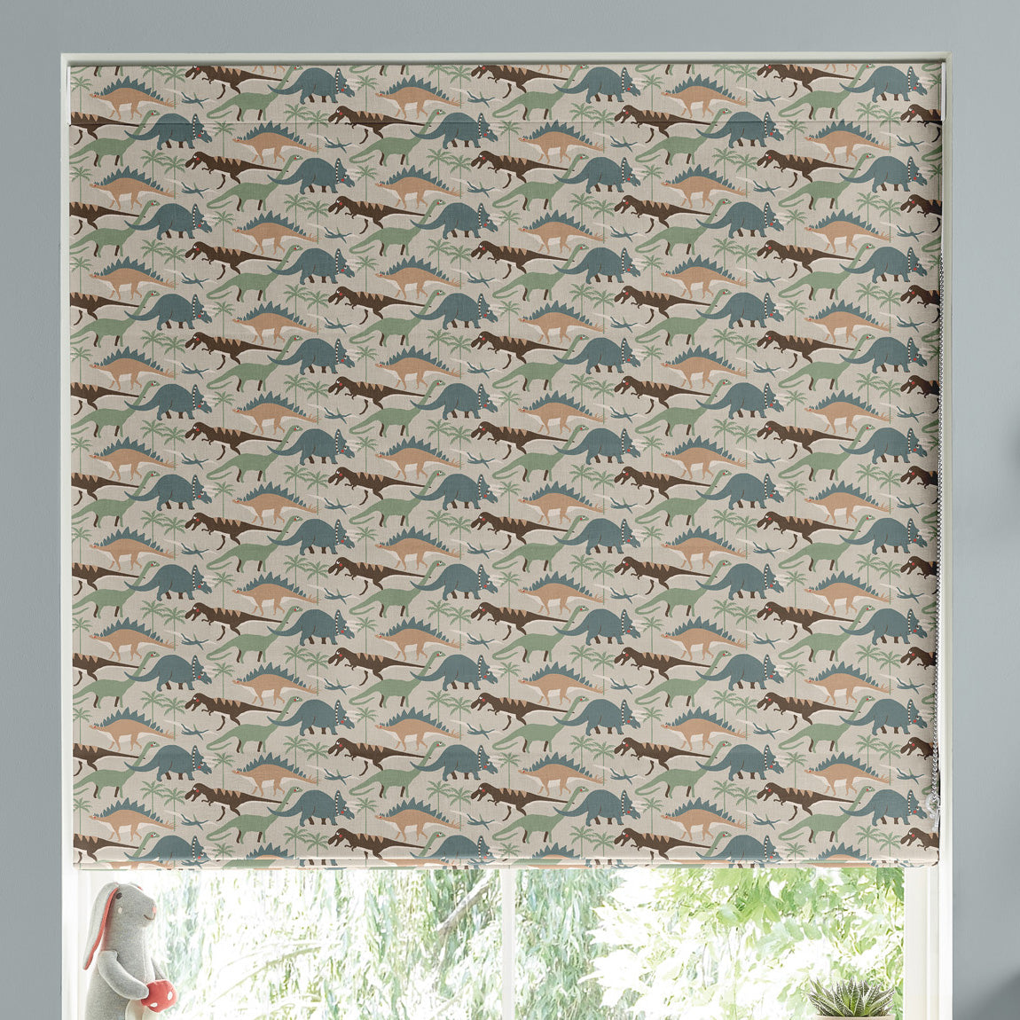 Sophie Allport Dinosaur Camouflage Made To Measure Roman Blind Khaki