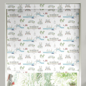 Sophie Allport London Scene Translucent Made To Measure Roller Blind White Blue