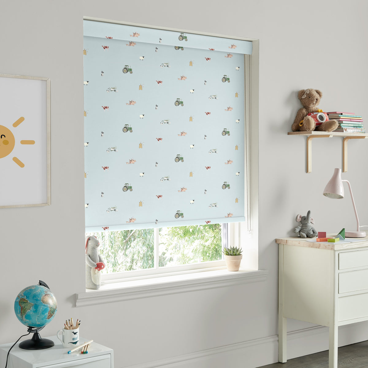 Sophie Allport On The Farm Blackout Made To Measure Roller Blind Blue