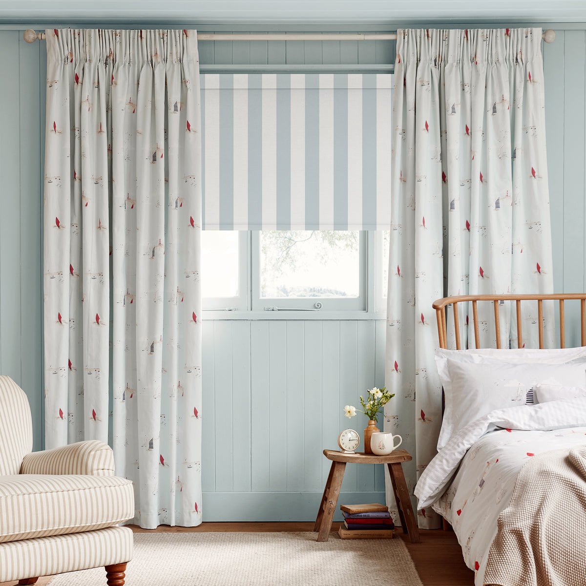 Sophie Allport Coastal Boats Made To Measure Curtains Blue