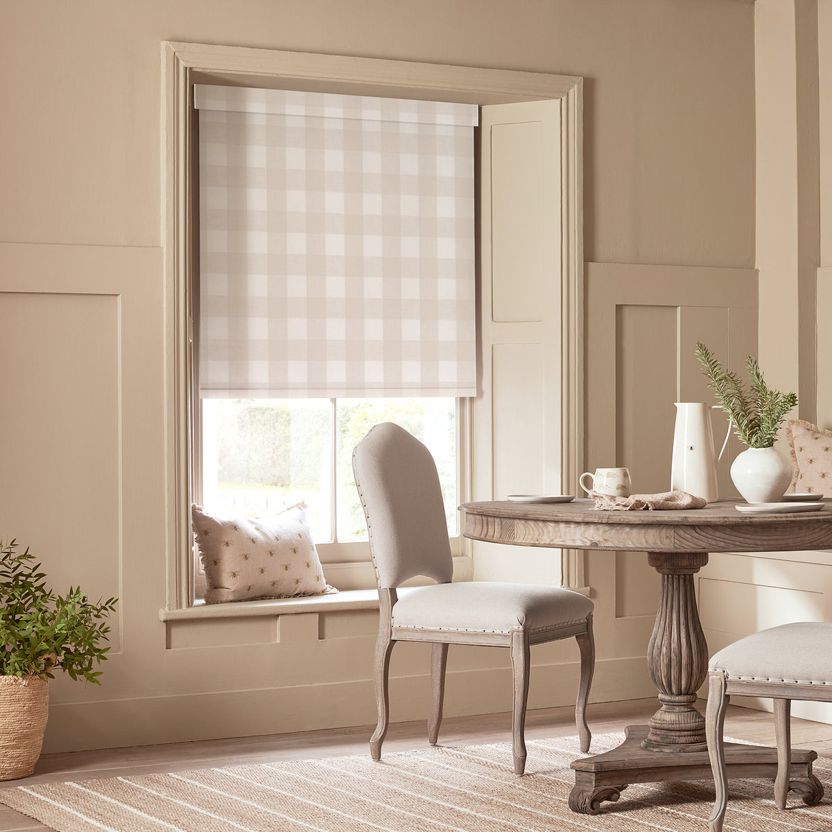 Sophie Allport Gingham Translucent Made To Measure Roller Blind Off White