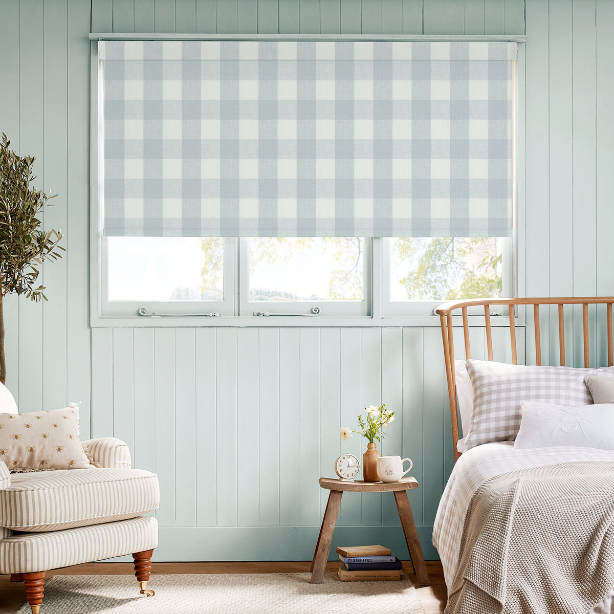 Sophie Allport Gingham Translucent Made To Measure Roller Blind Pale Blue