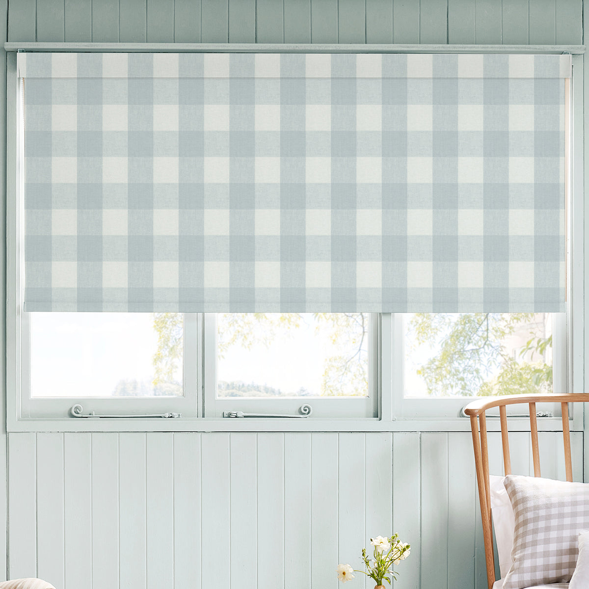 Sophie Allport Gingham Translucent Made To Measure Roller Blind Pale Blue