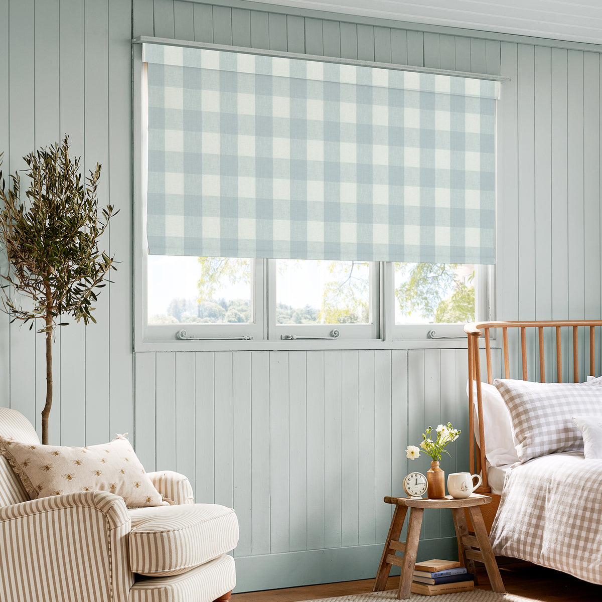 Sophie Allport Gingham Translucent Made To Measure Roller Blind Pale Blue