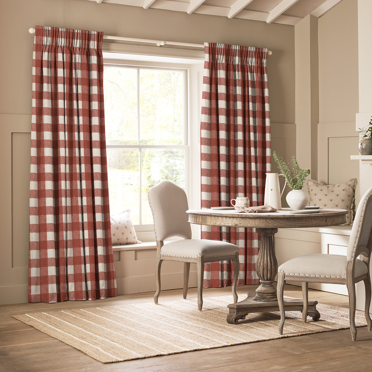 Sophie Allport Gingham Made To Measure Curtains Rustic Red