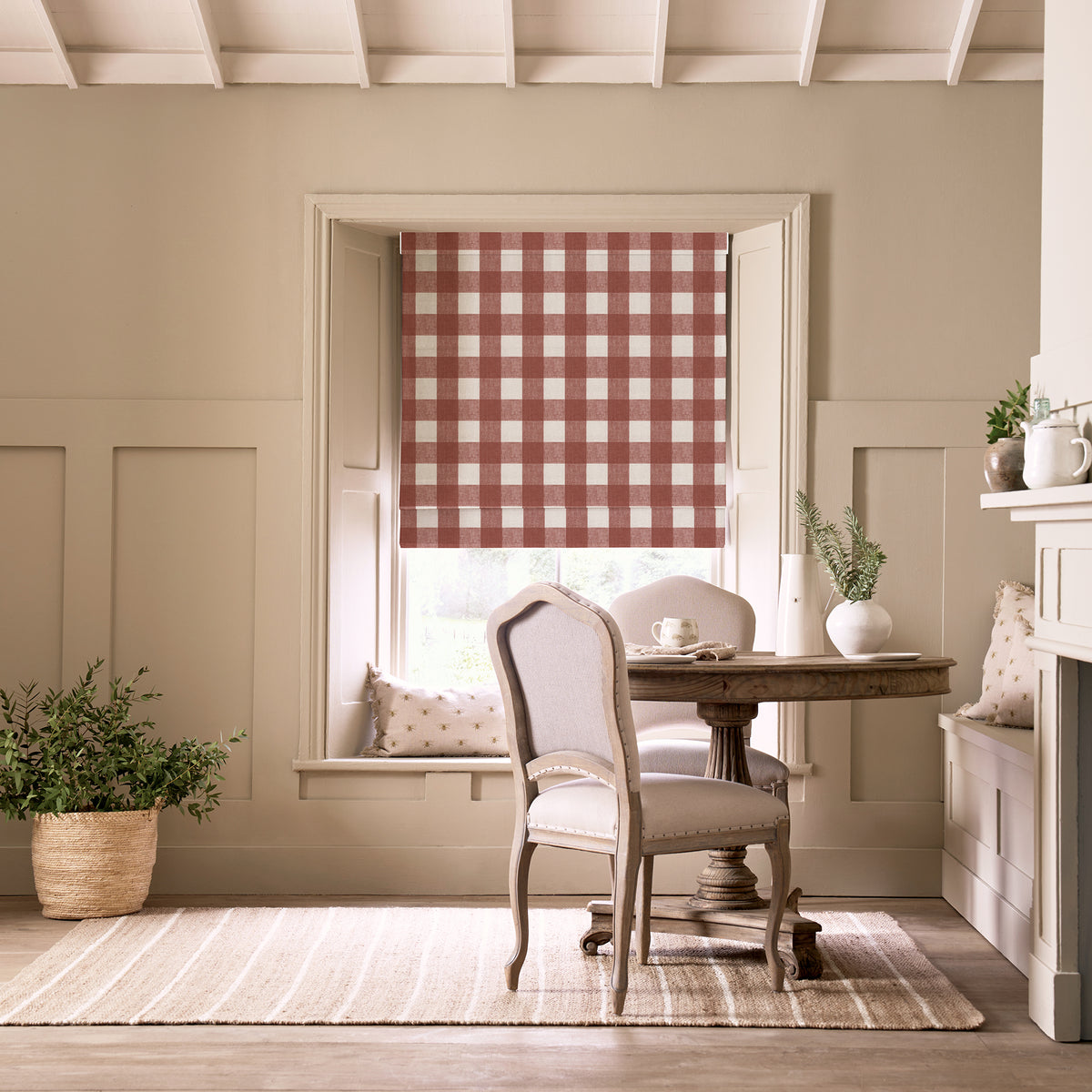 Sophie Allport Gingham Made To Measure Roman Blind Rustic Red