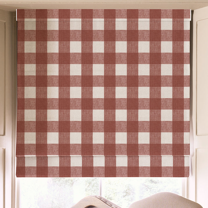 Sophie Allport Gingham Made To Measure Roman Blind Rustic Red