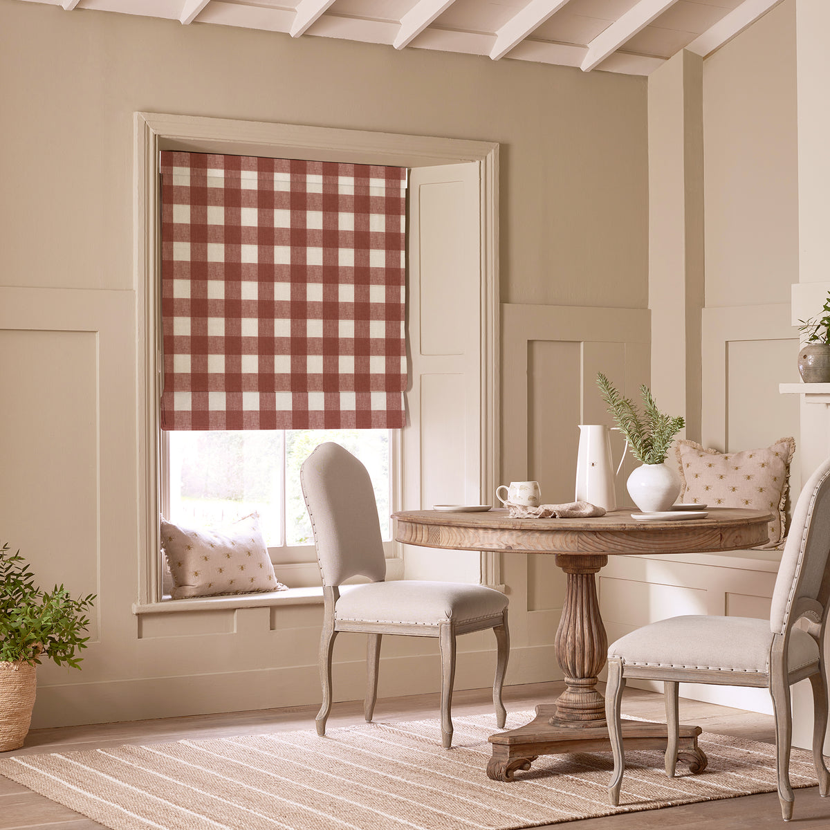 Sophie Allport Gingham Made To Measure Roman Blind Rustic Red